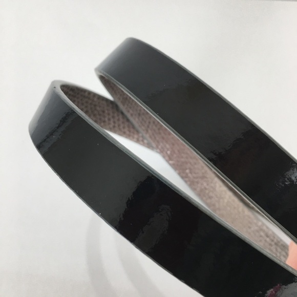 Michael Kors Thin Reversible Belt Black Patent Leather Silver Snakeskin Size L - Picture 4 of 14